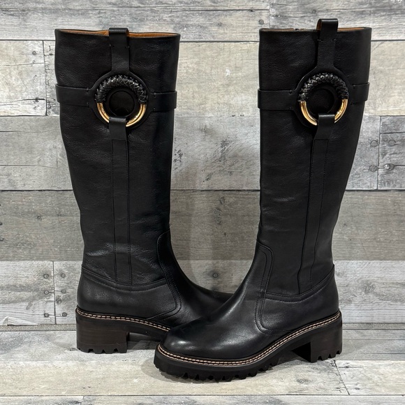 SEE BY CHLOE HANA KNEE HIGH BOOTS - BLACK - SIZE - 6.US / 36 .EU - Picture 1 of 13